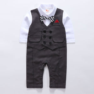 Faux-two Gentleman Romper With Bow Tie, zoerea.com