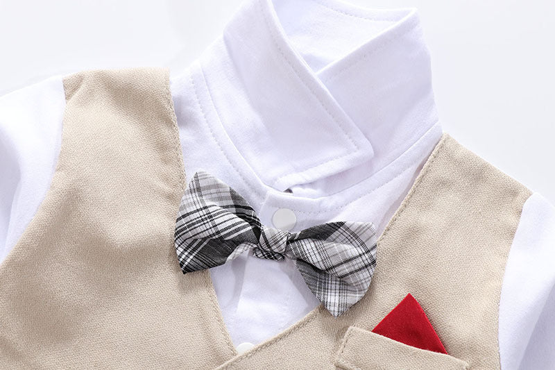Faux-two Gentleman Romper With Bow Tie, zoerea.com