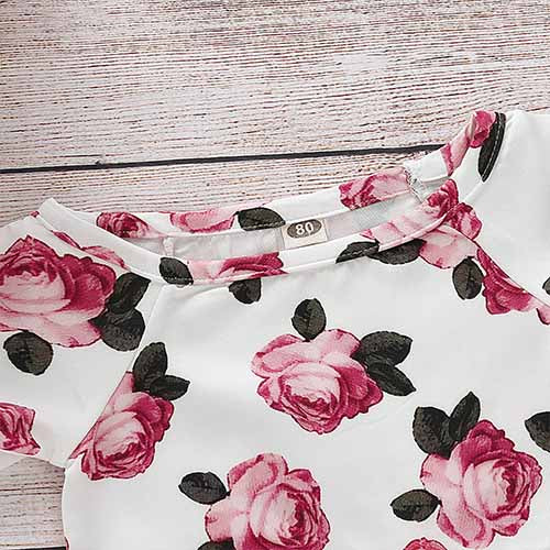 Floral Print Top And Denim Shorts Set, zoerea.com