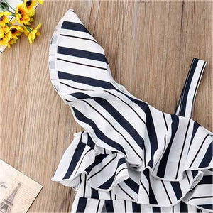 Stylish Stripe Flounce Strap Onesies, zoerea.com