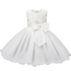 Flowers Appliques Lace Bowknot Princess Girl Dress, zoerea.com