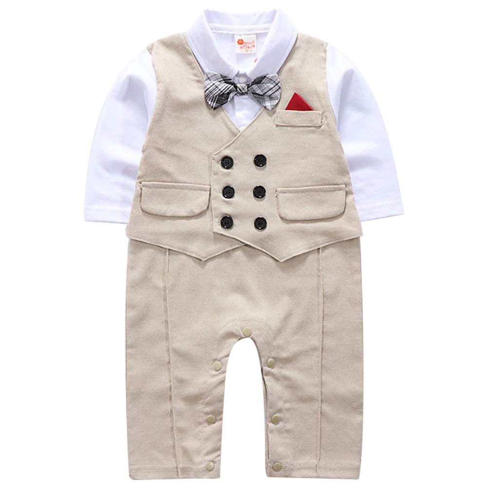 Faux-two Gentleman Romper With Bow Tie, zoerea.com