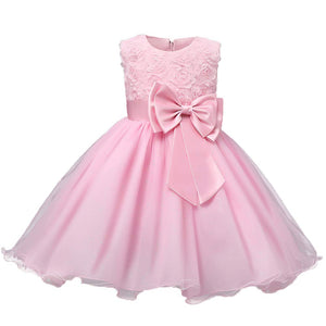 Flowers Appliques Lace Bowknot Princess Girl Dress, zoerea.com