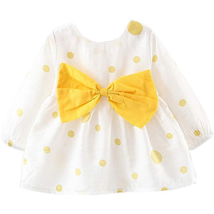 Cute Dotted Big Bow Decor Long-sleeve Dress, zoerea.com