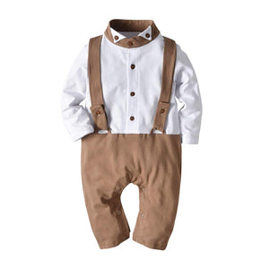 Faux-two Color Blocked Gentleman Romper, zoerea.com