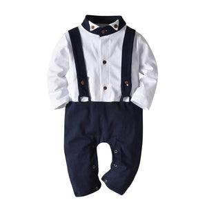 Faux-two Color Blocked Gentleman Romper, zoerea.com