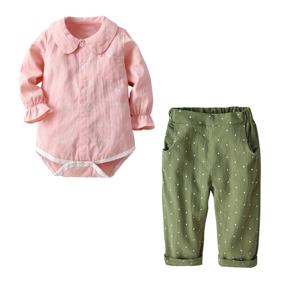 Pretty Floral Print Doll Collar Bodysuit And Pants Set, zoerea.com