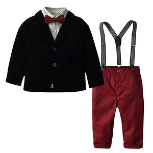 3-piece Gentleman Striped Bow Tie Shirt And Pants Set, zoerea.com