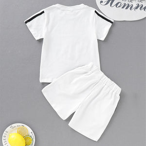 Toddler Baby Unisex Basic Solid Short Sleeve Regular Cotton Clothing Set, zoerea.com