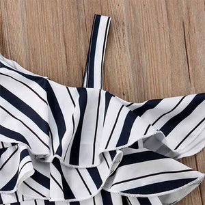 Stylish Stripe Flounce Strap Onesies, zoerea.com