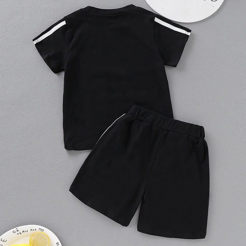 Toddler Baby Unisex Basic Solid Short Sleeve Regular Cotton Clothing Set, zoerea.com