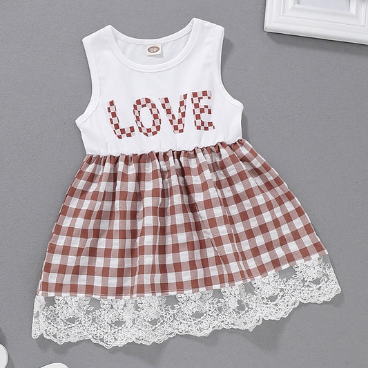 Baby Girls' Active / Street chic Plaid / Patchwork Sleeveless Dress, zoerea.com