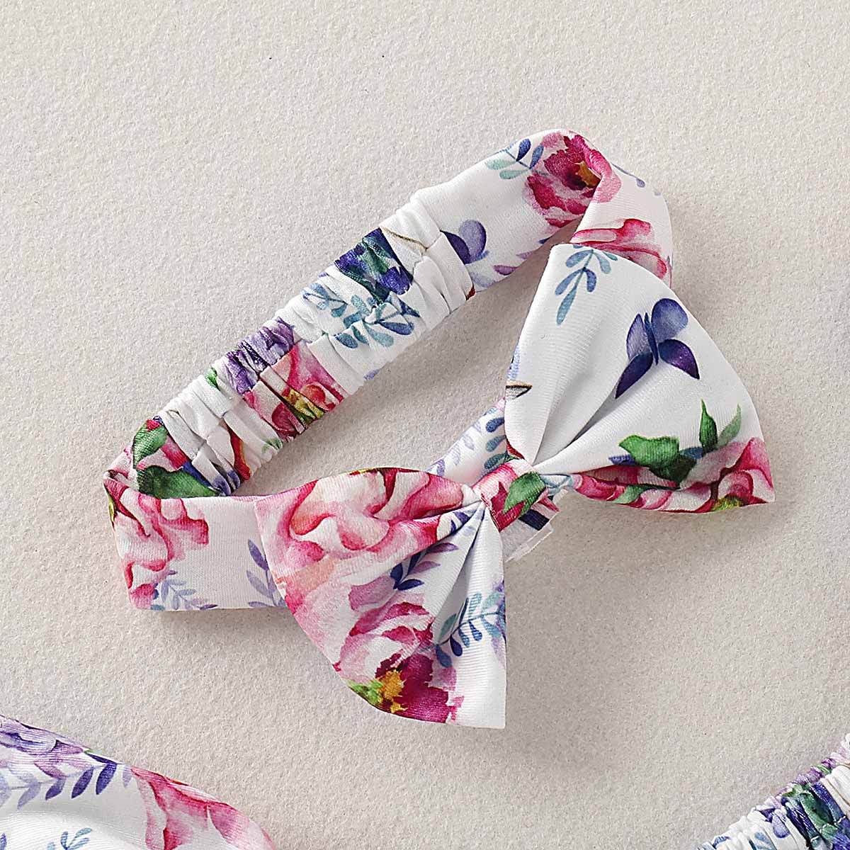 3-piece Floral Top, Denim Shorts And Headband Set, zoerea.com
