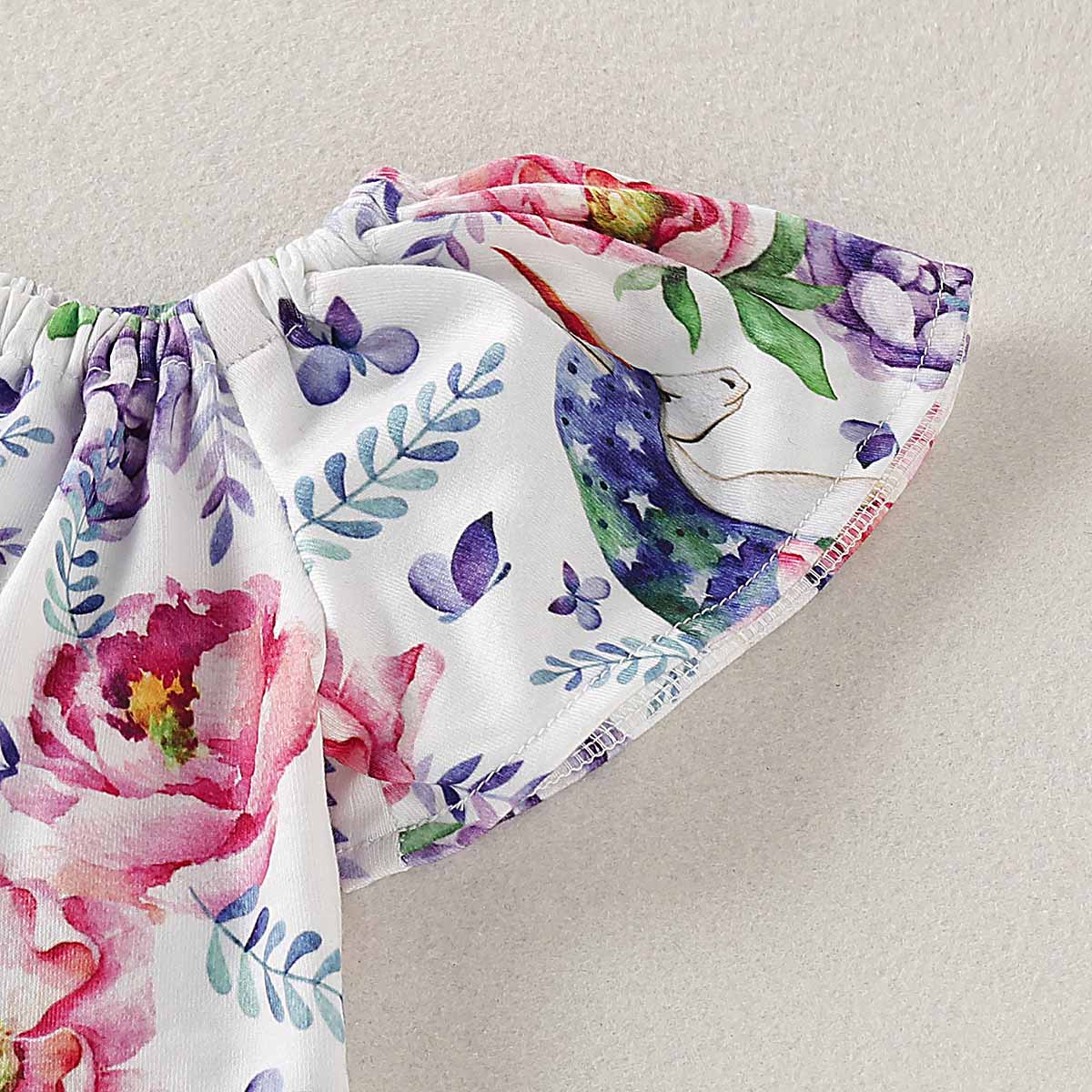 3-piece Floral Top, Denim Shorts And Headband Set, zoerea.com
