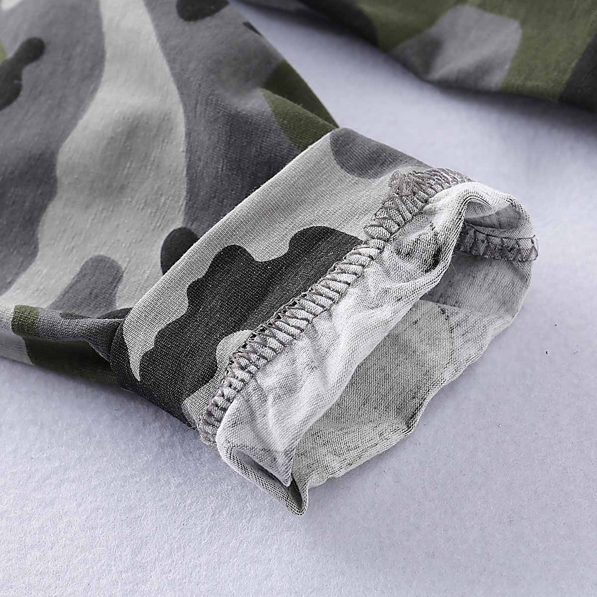 WILD LIFE Bear Print Bodysuit and Camouflage Pants with Hat Set, zoerea.com