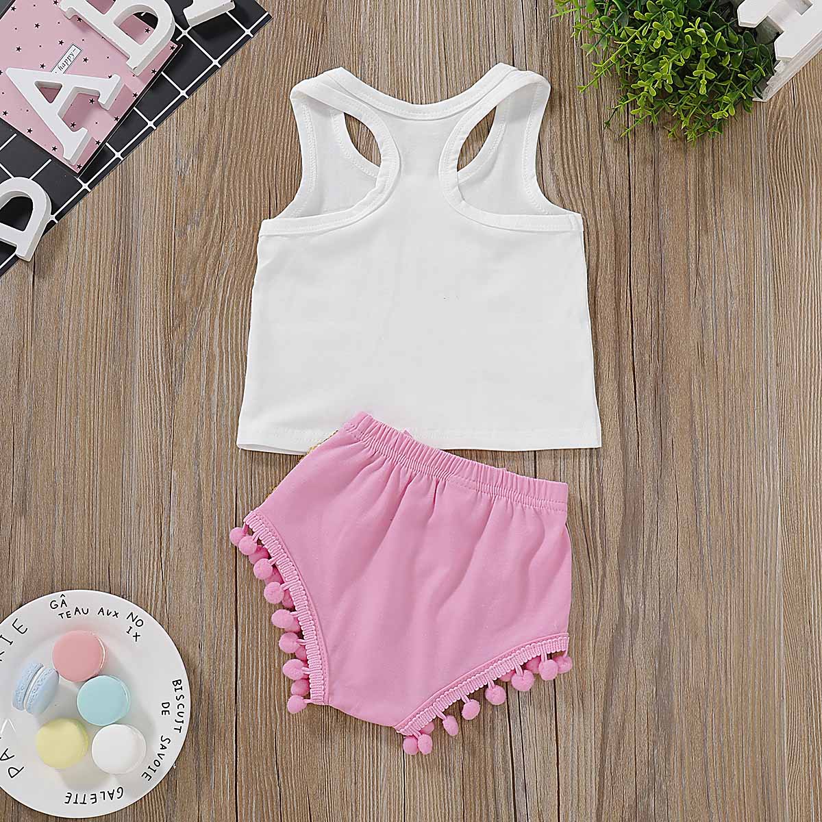 Adorable Tank And Pompon Bowknot Shorts Set, zoerea.com