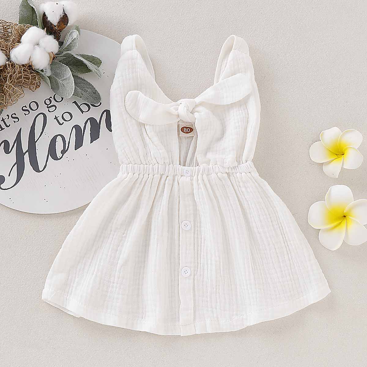 Pretty Solid Buttons Front Sleeveless Dress, zoerea.com