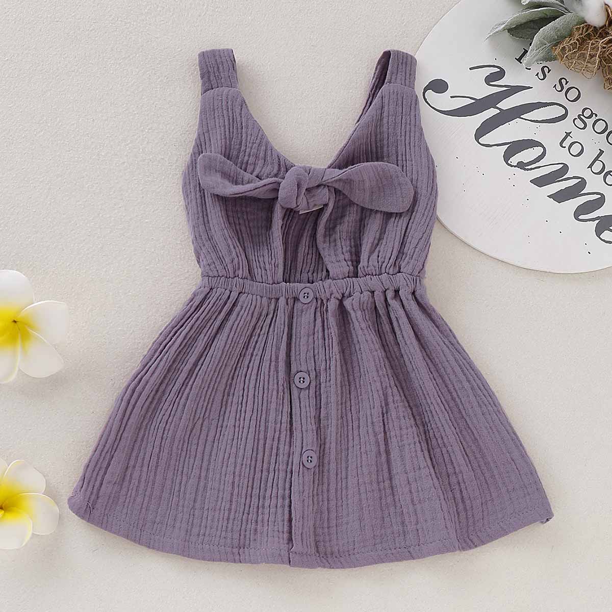 Pretty Solid Buttons Front Sleeveless Dress, zoerea.com