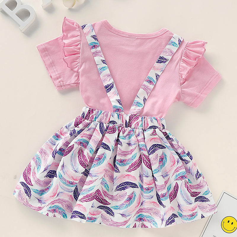 Baby Girls' Basic Print Short Sleeve Regular Cotton Clothing Set, zoerea.com