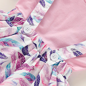 Baby Girls' Basic Print Short Sleeve Regular Cotton Clothing Set, zoerea.com