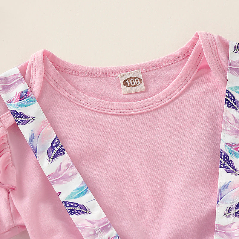 Baby Girls' Basic Print Short Sleeve Regular Cotton Clothing Set, zoerea.com