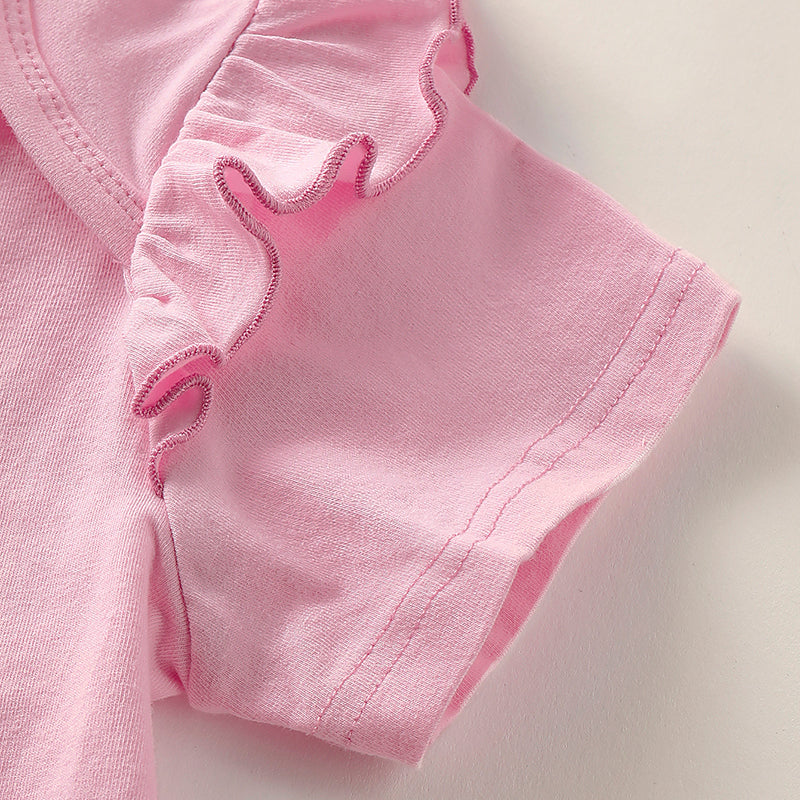 Baby Girls' Basic Print Short Sleeve Regular Cotton Clothing Set, zoerea.com