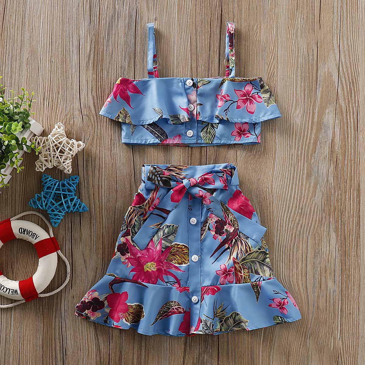 2-piece Floral Strap Top And Dress Set, zoerea.com