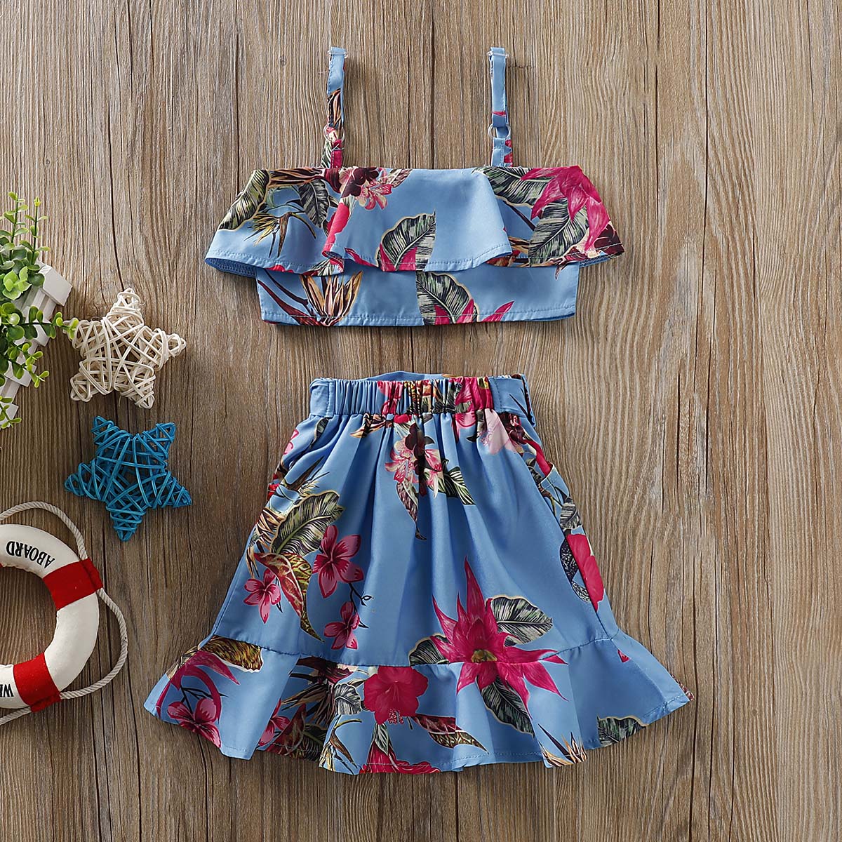 2-piece Floral Strap Top And Dress Set, zoerea.com