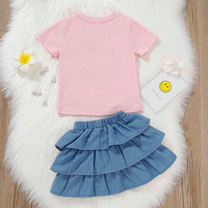 Pretty Unicorn Design Top And Cake Skirt Set, zoerea.com