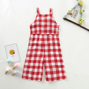 One Piece Bowknot Decor Plaid Suspender Strap Jumpsuit, zoerea.com