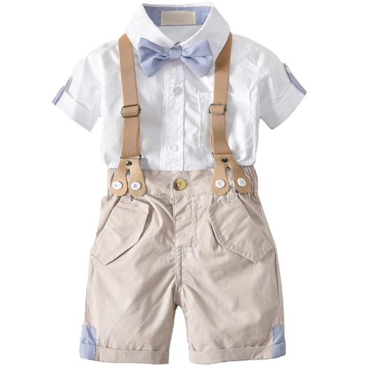 Gentleman Shirt Bodysuit And Shorts Set, zoerea.com