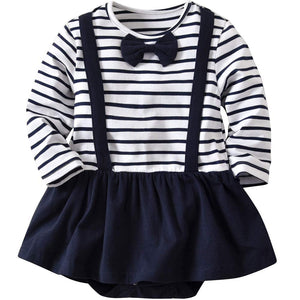 Trendy Stripe Bow Tie Decor Dress, zoerea.com