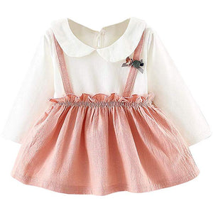 Baby/ Toddler Girl's Cartoon Doll Collar Faux-two Dress, zoerea.com