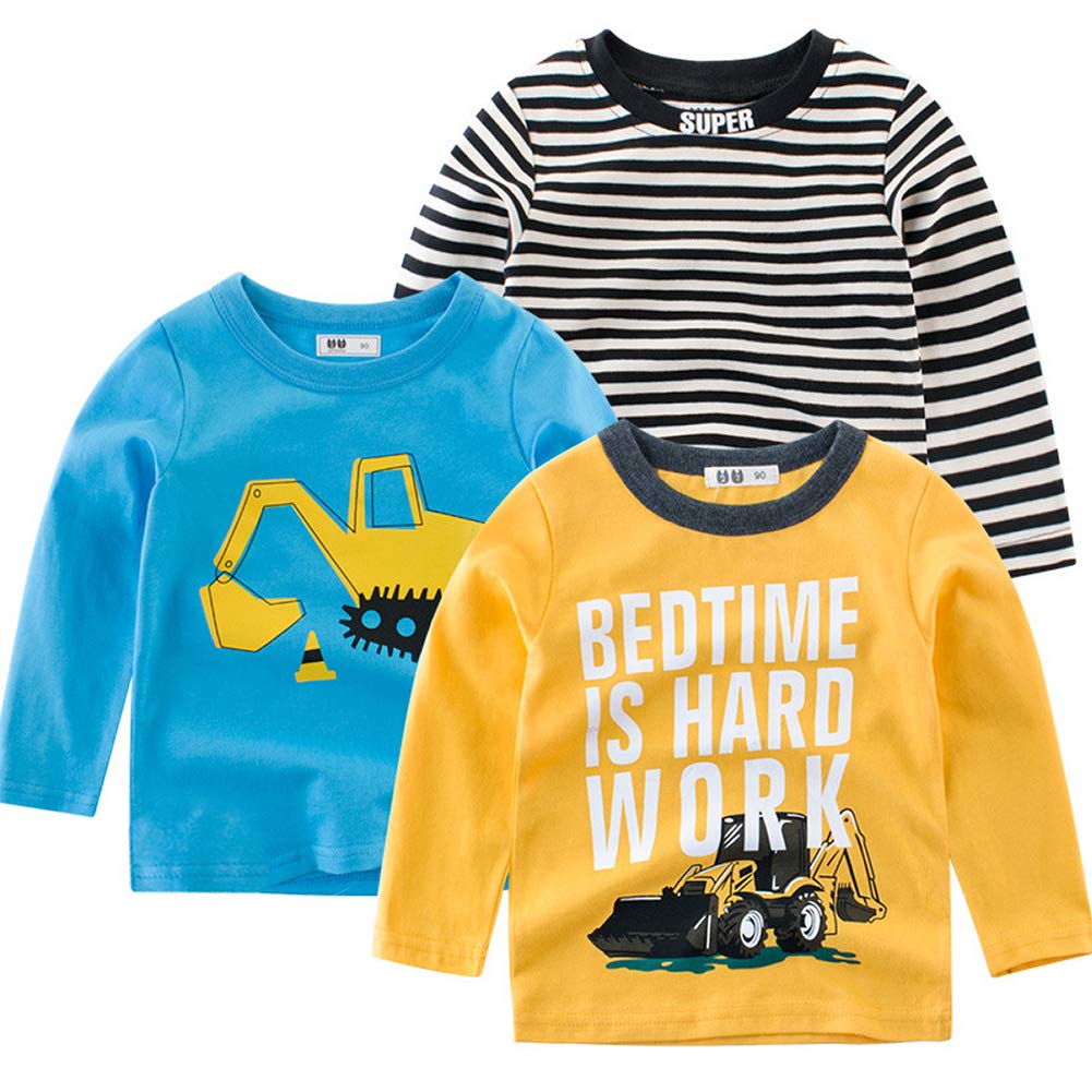 Trendy Dinosaur / Striped / Letter Print 3 T-shirts Set, zoerea.com