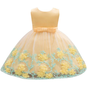 Baby Girl 3D Floral Applique Sleeveless Tulle Party Dress, zoerea.com