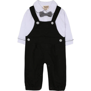 Baby Gentleman Bow Tie Faux-two Overalls Jumpsuit, zoerea.com