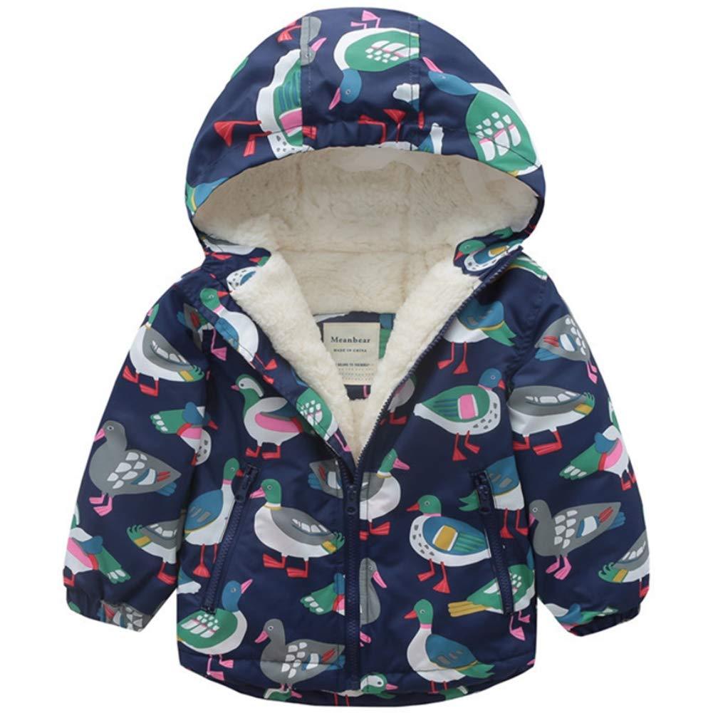 Warm Bird Print Long-sleeve Hooded Coat, zoerea.com
