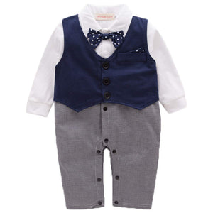 Faux-two Gentleman Bow Tie Jumpsuit, zoerea.com