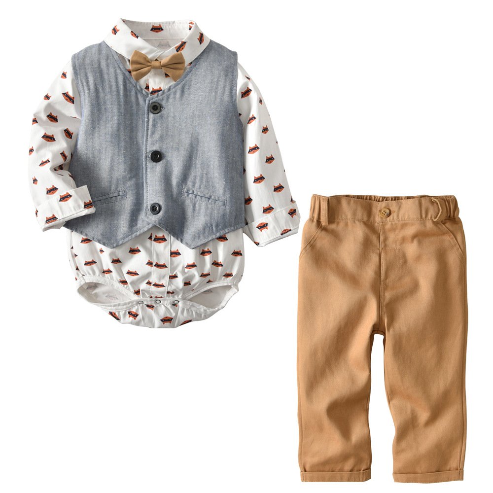 Cool Fox Print Bodysuit Solid Vest and Pants, zoerea.com