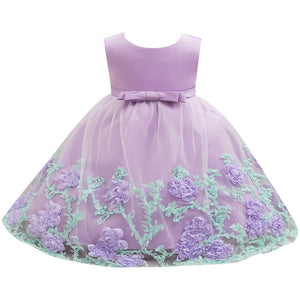 Baby Girl 3D Floral Applique Sleeveless Tulle Party Dress, zoerea.com