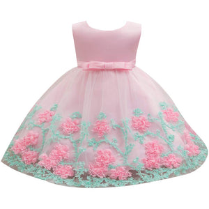 Baby Girl 3D Floral Applique Sleeveless Tulle Party Dress, zoerea.com