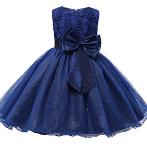 Flowers Appliques Lace Bowknot Princess Girl Dress, zoerea.com