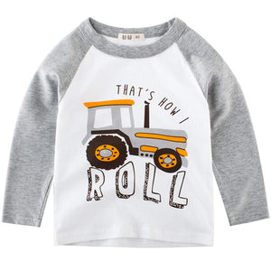 Stylish Car Print Long-sleeve Cotton T-Shirt, zoerea.com