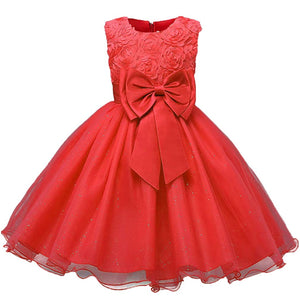 Flowers Appliques Lace Bowknot Princess Girl Dress, zoerea.com