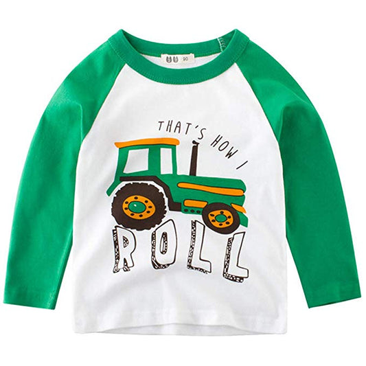 Stylish Car Print Long-sleeve Cotton T-Shirt, zoerea.com
