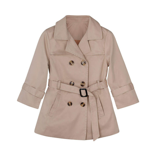 Trendy Button Decor Solid Lapel Overcoat, zoerea.com