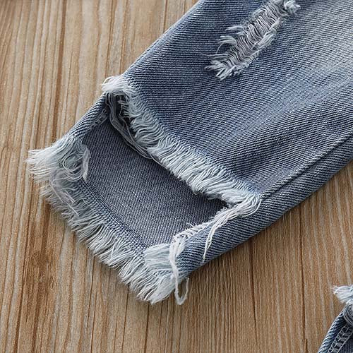 Letter Print Short-sleeve Tee And Ripped Jeans, zoerea.com