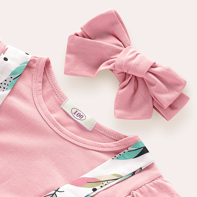 Baby Girls' Basic Solid Colored / Print Short Sleeve Clothing Set, zoerea.com