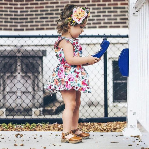 Kid Baby Girl Floral Princess Strap Sundress Summer Casual Dress, zoerea.com