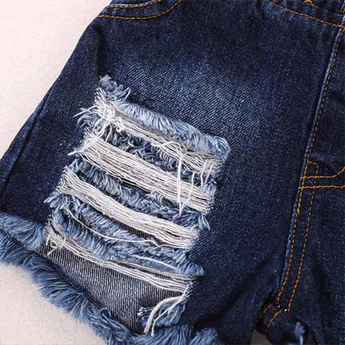 Ruffled Cactus Top And Ripped Denim Shorts Set, zoerea.com